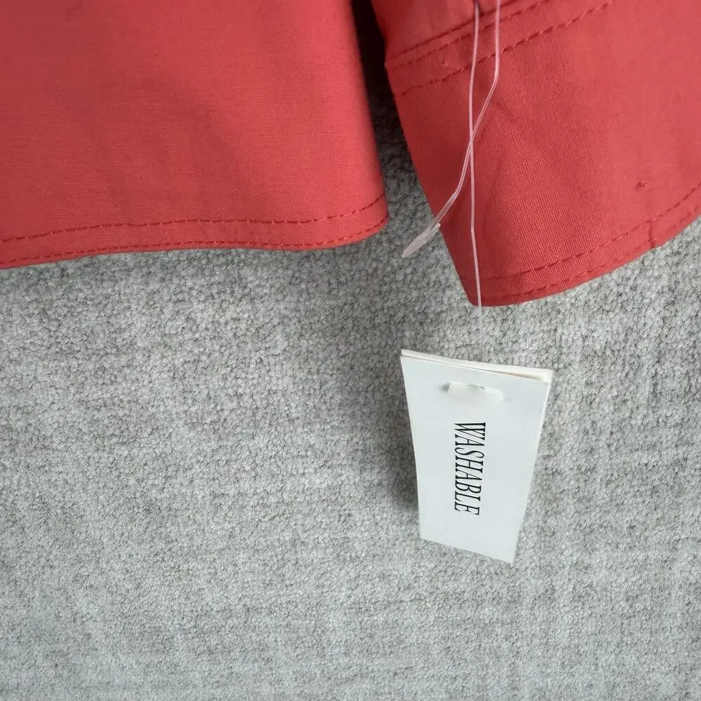 Harve Benard Jacket Womens 14 Red Collared Twill Short Lined Pockets Button